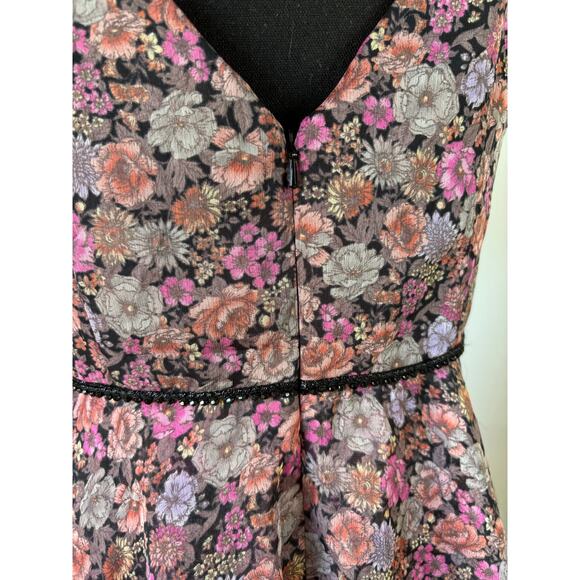 DB STUDIO Floral Print 2,Tiered Ruffled Flounce Dress w Beading Size 10 - Picture 10 of 14